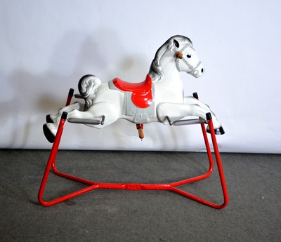 Lot 150 - A mid-century ride-on horse, cast metal body and frame