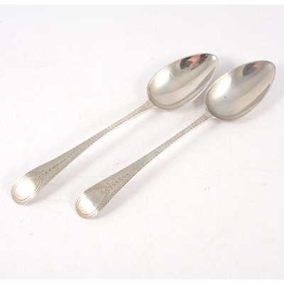 Lot 166 - Pair of George III silver tablespoons, possibly Peter & Ann Bateman, London 1795