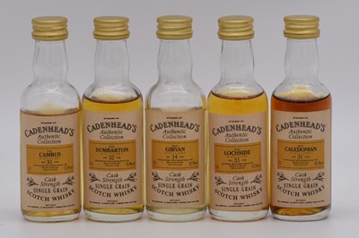 Lot 237 - Cadenhead's Single Grain Collection - five cask strength whisky miniatures