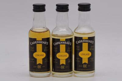 Lot 12 - Cadenhead's Regional Malts - three Lowland whisky miniatures