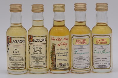 Lot 194 - Blackadder International - Five assorted miniature whiskies