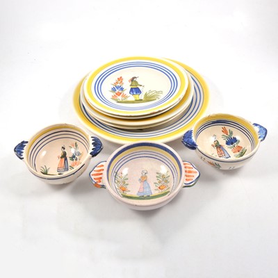 Lot 59 - Quantity of Quimper faience earthenware plates and bowls.