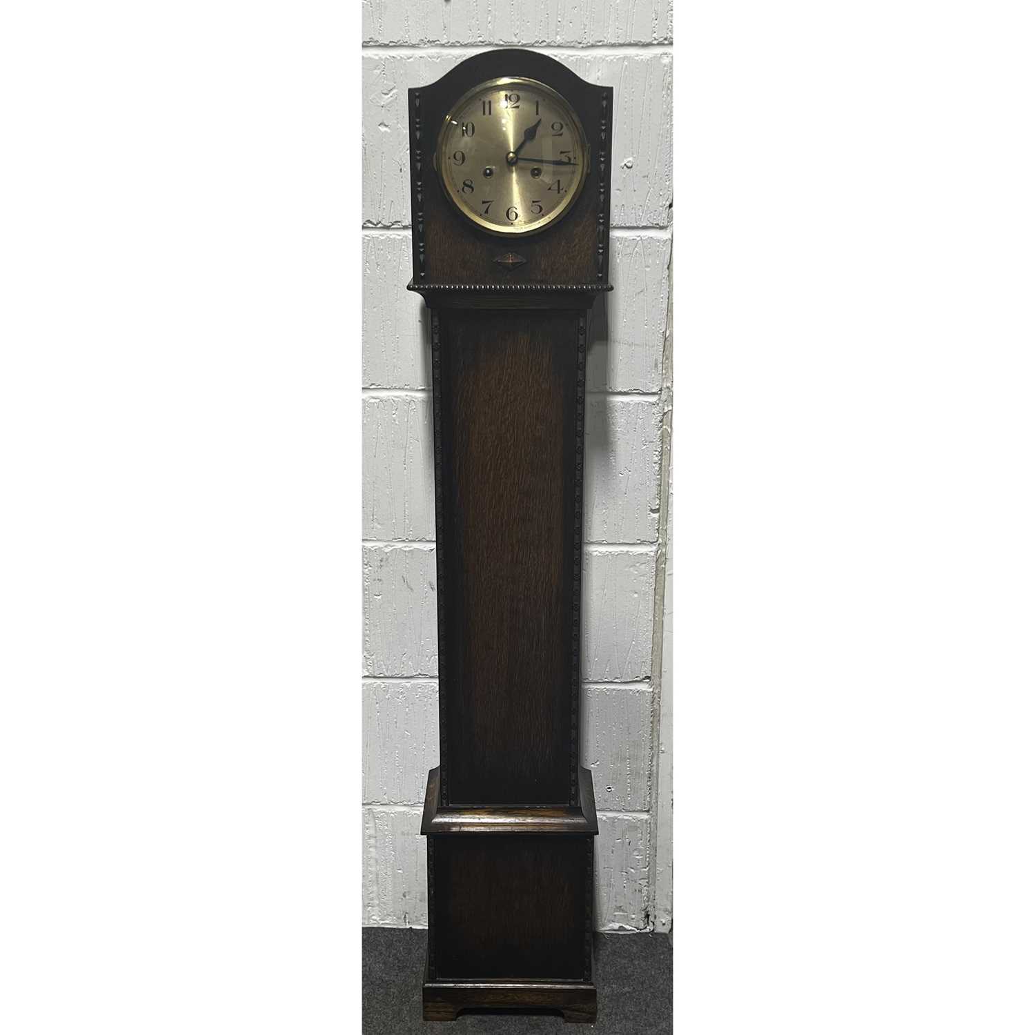 Lot 450 - Oak cased grandmother clock