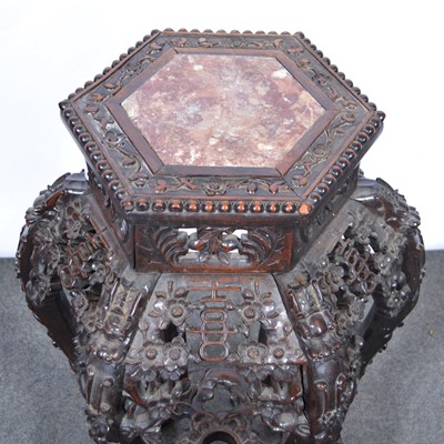 Lot 20 - Chinese carved hardwood jardiniere stand