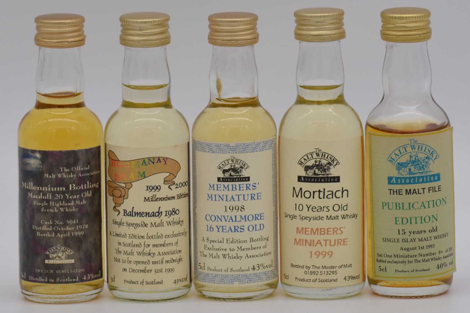 Lot 84 - The Malt Whisky Association - five specialist whisky miniature bottlings