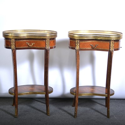 Lot 467 - Pair of Louis Phillipe style kidney-shape table en chiffonier