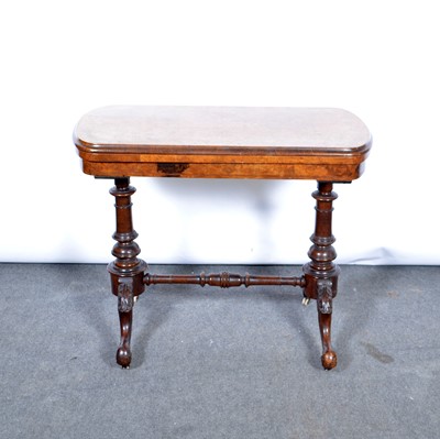 Lot 487 - Victorian walnut card table.