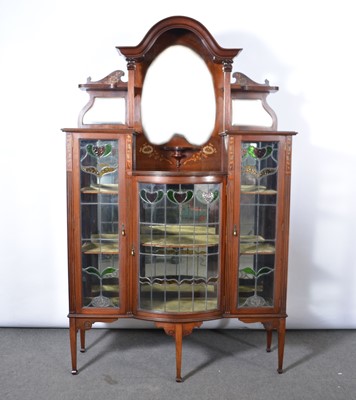 Lot 489 - Victorian mahogany and marquetry display cabinet.