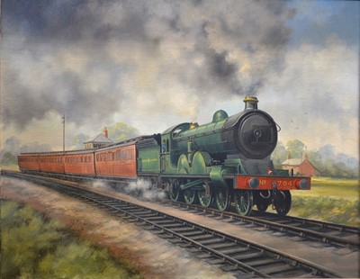 Lot 410 - G. R. Herickx, two railway locomotive landscapes