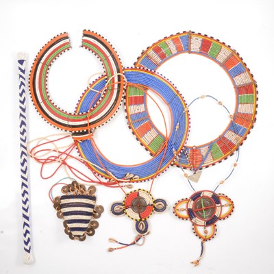 Lot 194 - Small collection of Maasai coloured beadwork.
