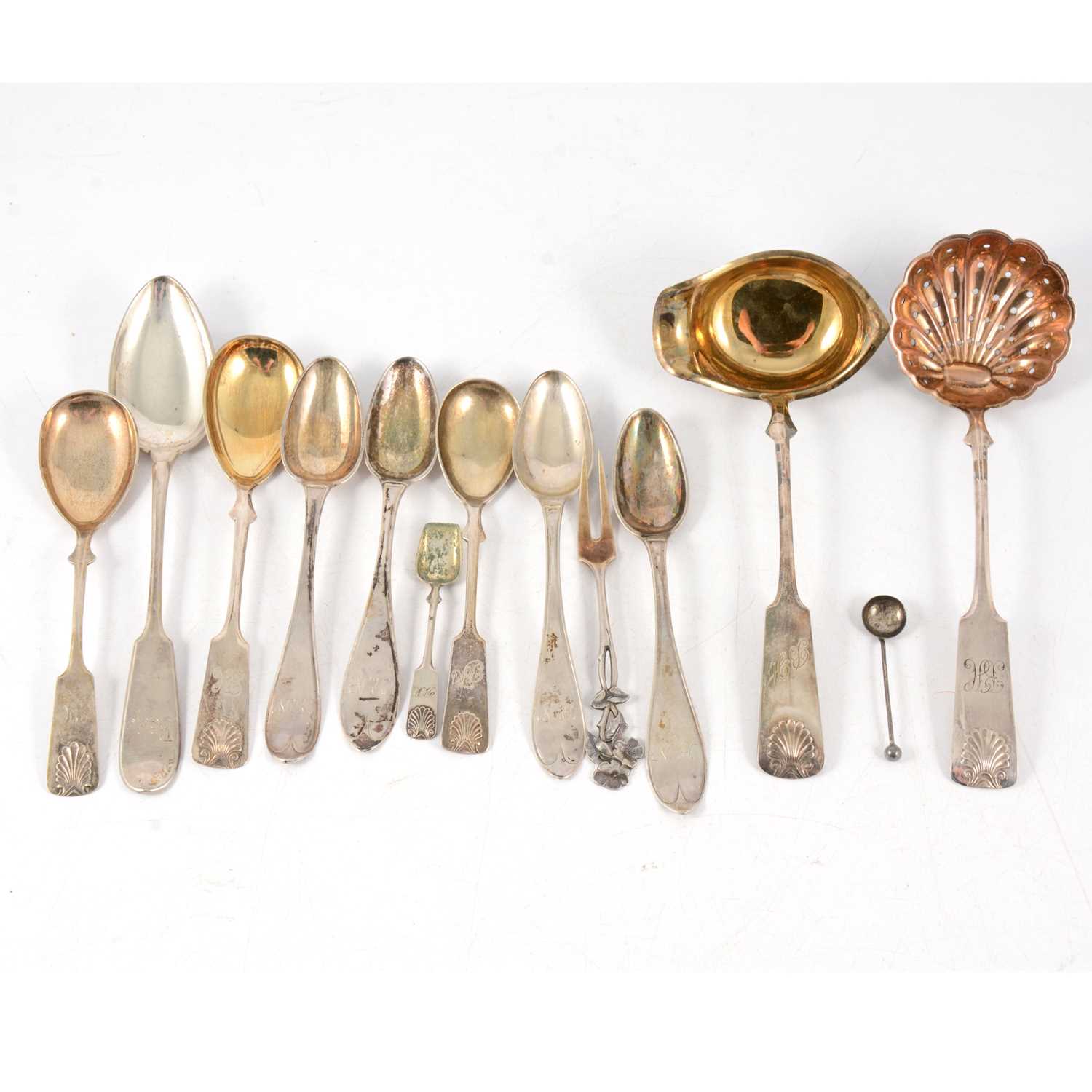 Lot 174 - White metal ladle, SKK Oy, Turku 1923 and other Finnish white metal items.