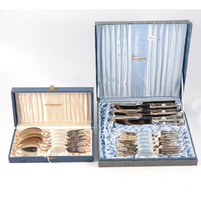 Lot 181 - White metal dessert spoons, forks and knives, Auran Kultaseppa Oy, Turku 1956-1957 and 1959.