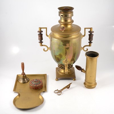 Lot 146 - Brass samovar, etc.