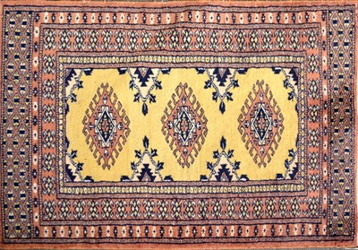 Lot 581 - Small Bokhara rug,, and two small Hamadan rugs