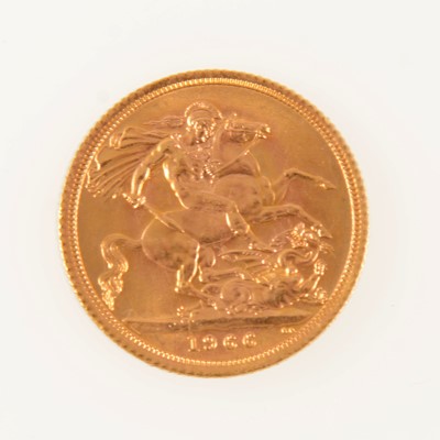 Lot 205 - Elizabeth II gold Sovereign coin, 1966, 8g.