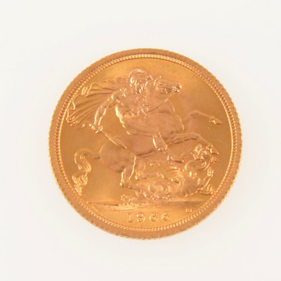 Lot 206 - Elizabeth II gold Sovereign coin, 1966, 8g.