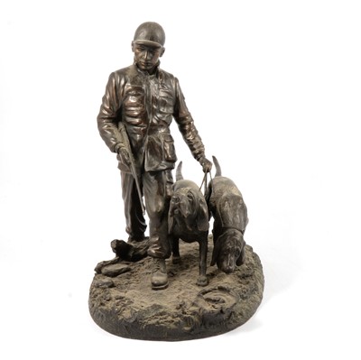 Lot 118 - Genesis Fine Arts bronzed bronzed resin cast of a Huntsman and Hounds, and another On The Trail