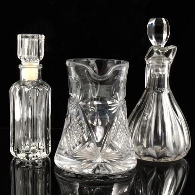 Lot 72 - Lead crystal mallet-shape decanter and other table glass