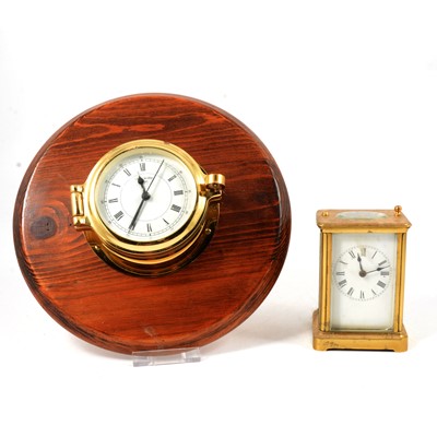 Lot 148 - Carriage clock and a ships wall clock