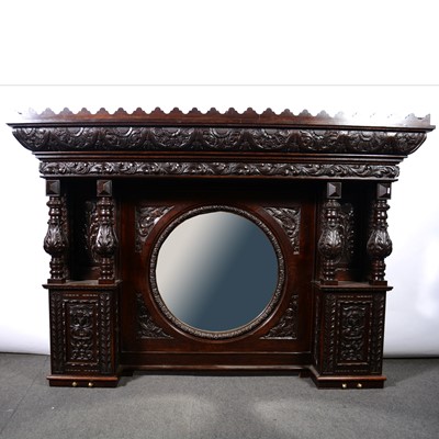 Lot 486 - Carved oak overmantel