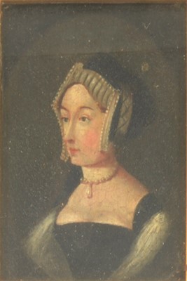 Lot 74 - Victorian School, Miniature portrait of a Tudor Lady