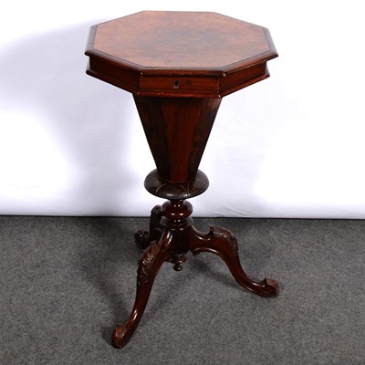 Lot 394 - Victorian walnut and burr walnut work table