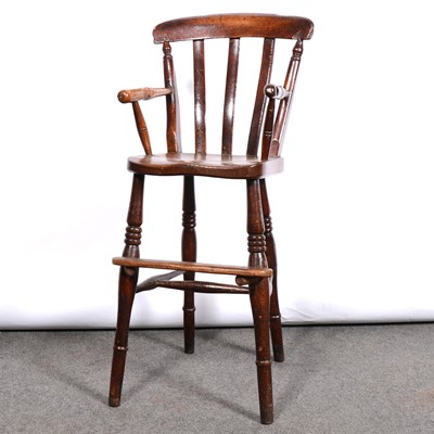 Lot 420 - Victorian beech, ash and elm child's high chair