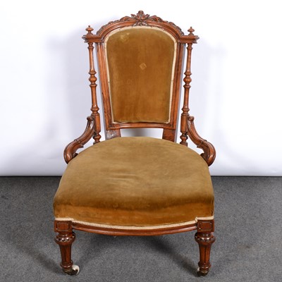 Lot 422 - Late Victorian walnut nursing chair