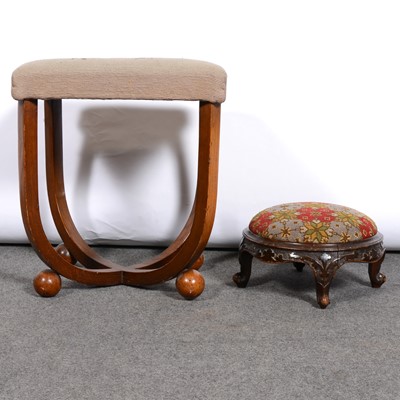 Lot 424 - Art Deco style stool and a footstool