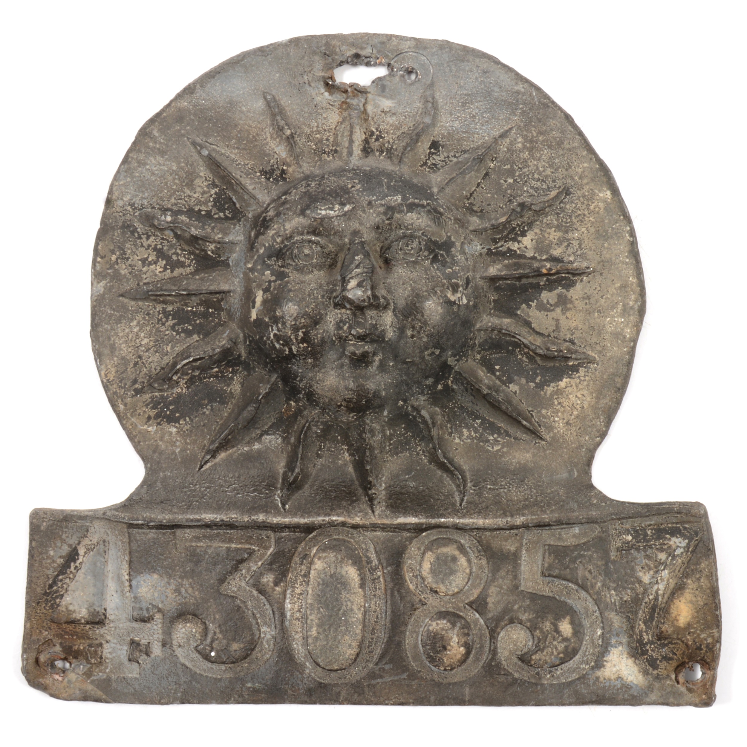 Lot 73 Lead fire insurance plaque