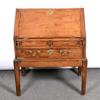 Lot 398 - Country made joined oak bureau on stand