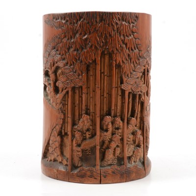 Lot 75 - Chinese carved bamboo brush pot