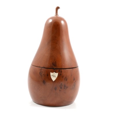 Lot 62 - Reproduction yew wood pear-shape tea caddy