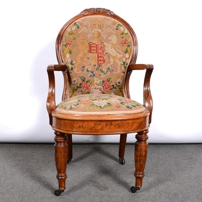 Lot 428 - Victorian walnut armchair