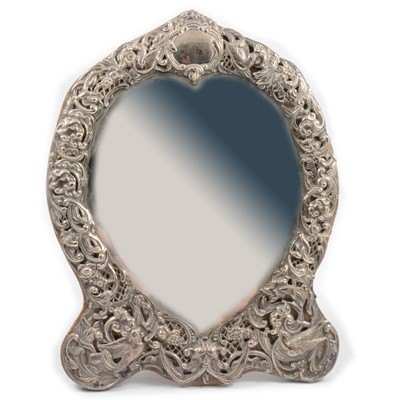 Lot 147 - Victorian silver easel mirror, William Comyns, London 1899.