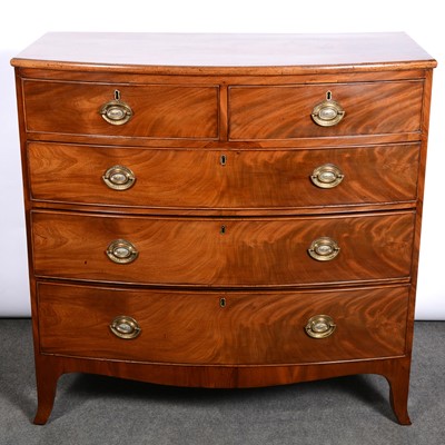 Lot 382 - George III mahogany bow-front chest of drawers