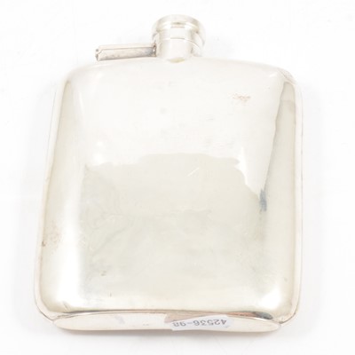 Lot 141 - Silver hip flask, marks rubbed.