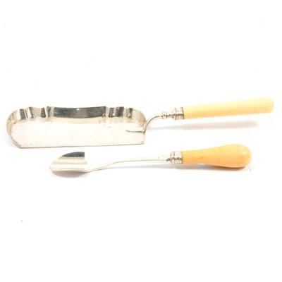 Lot 139 - Victorian silver cheese scoop, William Hutton & Sons Ltd, London 1894, and a silver crumb tray.