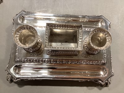 Lot 33 - Victorian silver desk stand, by Daniel & Charles Houle, London 1859