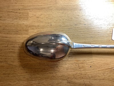 Lot 49 - Queen Anne silver basting spoon, maker's mark worn, London 1709