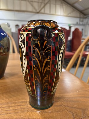 Lot 44 - William S Mycock for Pilkington's Royal Lancastrian - lustre twin-handled vase, 1915