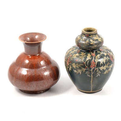 Lot 1019 - Pilkington's Royal Lancastrian - two vases, one with holly leaf design