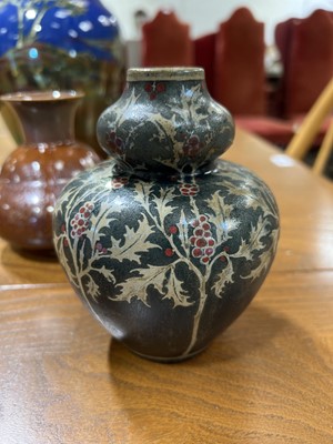 Lot 1019 - Pilkington's Royal Lancastrian - two vases, one with holly leaf design