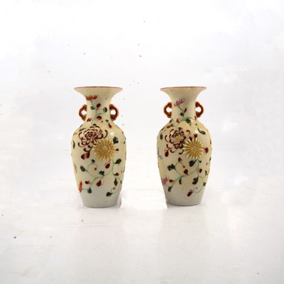 Lot 22 - Pair of Japanese enamelled vases