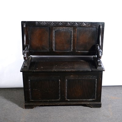 Lot 531 - Oak monks bench, 20th Century