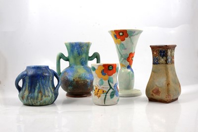 Lot 43 - Bretby Art Pottery twin-handled vase, and four other vases