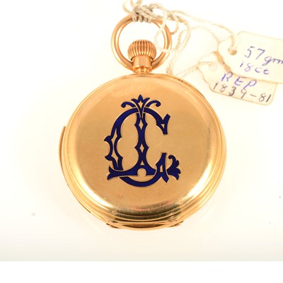 Lot 107 - An 18 carat yellow gold minute repeating demi-hunter pocket watch.