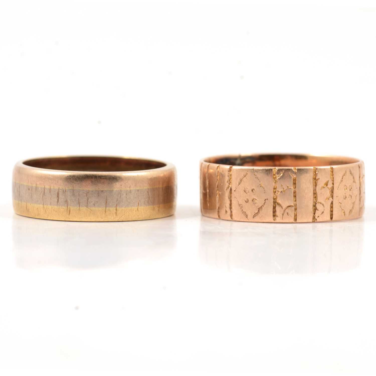 Lot 82 - Two gold wedding bands.