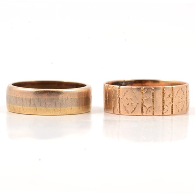Lot 82 - Two gold wedding bands.