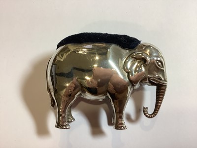 Lot 221 - Two Edwardian silver novelty pin cushions, designed as elephants